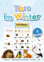 Vorschau - Arbeitsblätter - Tiere im Winter mit Bildern | Winterschlaf, Winterruhe, Zugvögel, Vögel füttern | Sachunterricht in 3 Niveaustufen - Deckblatt