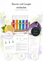Vorschau - Unterrichtsreihen - Säuren & Laugen entdecken – Komplette Chemie-Unterrichtseinheit | pH-Wert, Indikatoren, Rotkohlsaft, Neutralisation, Säure-Base-Reaktionen, Experimente & Lösungen - Deckblatt