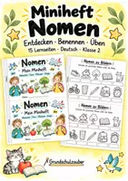 Vorschau - Arbeitsblätter - Miniheft Nomen - Deutsch Klasse 2 | 15 Lernseiten zu Namenwörtern | Wortarten - Deckblatt
