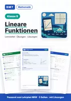 Vorschau - Arbeitsblätter - Lineare Funktionen Klasse 8 mit Lösungen - Deckblatt
