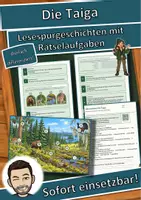 Vorschau - Arbeitsblätter - Die Taiga – Lesespurgeschichte mit Rätselaufgaben (Klasse 8) - Deckblatt