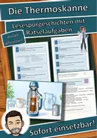 Vorschau - Arbeitsblätter - Die Thermoskanne – Lesespurgeschichte mit Rätselaufgaben (Klasse 8) - Deckblatt