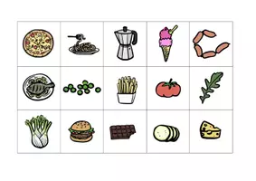 Vorschau - Spiele - Italiano Memory 🍕 Il cibo 🍝 Lessico Mangiare e bere - Deckblatt