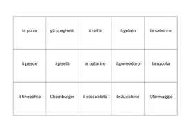 Vorschau - Spiele - Italiano Memory 🍕 Il cibo 🍝 Lessico Mangiare e bere - Seite 1