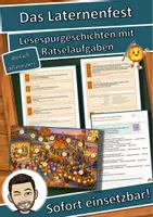 Vorschau - Arbeitsblätter - Das Laternenfest – Lesespurgeschichte mit Rätselaufgaben (Klasse 3) - Deckblatt