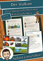 Vorschau - Stationenlernen - Der Vulkan – Lesespurgeschichte mit Rätselaufgaben (Klasse 7) - Deckblatt