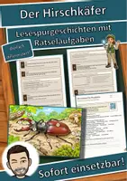 Vorschau - Arbeitsblätter - Der Hirschkäfer – Lesespurgeschichte mit Rätselaufgaben (Klasse 8) - Deckblatt
