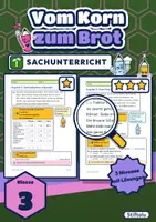 Vorschau - Arbeitsblätter - Vom Korn zum Brot Klasse 3 | Übungsheft zu Getreide, Mühle und Bäckerei | mit Lösungen - Deckblatt