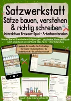 Vorschau - Arbeitsblätter - Satzwerkstatt – Sätze bauen, verstehen & richtig schreiben | Interaktives Lernspiel - Deckblatt