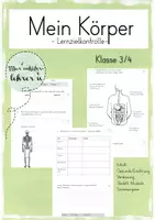 Vorschau - Test - Lernzielkontrolle - Mein Körper (Klasse 3) Ernährung, Verdauung, Skelett, Muskeln, Sinne - Deckblatt