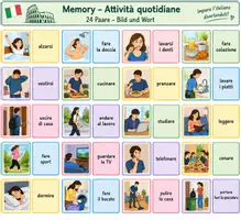 Vorschau - Spiele - Italiano 🇮🇹 Le attività quotidiane Lessico Memory Gioco Wort-Bild-Zuordnung GeR A1 - Deckblatt