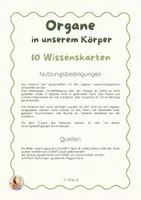 Vorschau - Merkblätter - Organe des Menschen – Wissenskarten | Sachunterricht Klasse 3/4 - Seite 1