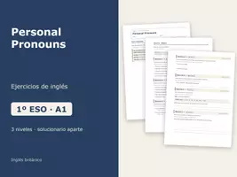 Vista previa - Hojas de trabajo - Personal Pronouns – Ejercicios de inglés 1º ESO - Portada