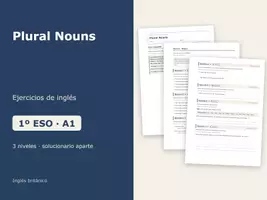 Vista previa - Hojas de trabajo - Plural Nouns – Ejercicios de inglés 1º ESO - Portada