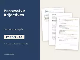 Vista previa - Hojas de trabajo - Possessive Adjectives – Ejercicios de inglés 1º ESO - Portada