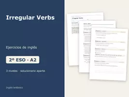 Vista previa - Hojas de trabajo - Irregular Verbs – Ejercicios de inglés 2º ESO - Portada