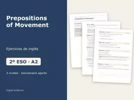 Vista previa - Hojas de trabajo - Prepositions of Movement – Ejercicios de inglés 2º ESO - Portada