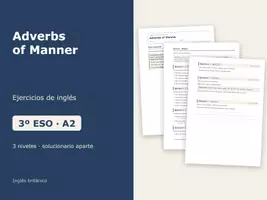Vista previa - Hojas de trabajo - Adverbs of Manner – Ejercicios de inglés 3º ESO - Portada
