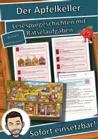 Vorschau - Arbeitsblätter - Der Apfelkeller – Lesespurgeschichte mit Rätselaufgaben (Klasse 3) - Deckblatt
