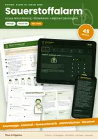 Vorschau - Arbeitsblätter - Sauerstoffalarm: Escape Room Atmung Biologie Klasse 7/8 - Rätselkarten + digitale Code-Eingabe | Atmungsorgane, Atemluft, Gasaustausch, Atemvolumen, Rauchen - Deckblatt