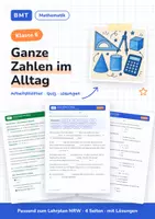 Vorschau - Arbeitsblätter - Ganze Zahlen im Alltag (Klasse 6) - Deckblatt