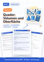 Vorschau - Arbeitsblätter - Quader: Volumen und Oberfläche (Klasse 6) - Deckblatt