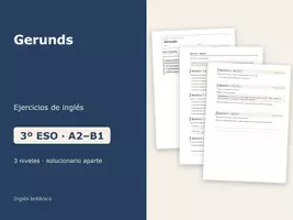 Vista previa - Hojas de trabajo - Gerunds – Ejercicios de inglés 3º ESO - Portada
