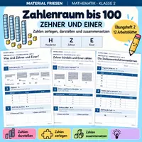 Vorschau - Arbeitsblätter - Zahlenraum 100 - Zehner und Einer - Deckblatt