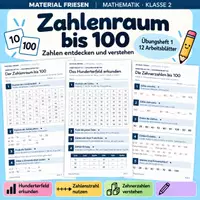 Vorschau - Arbeitsblätter - Zahlenraum 100 - Zahlen entdecken und verstehen - Deckblatt