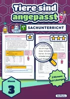 Vorschau - Arbeitsblätter - Tiere sind angepasst Klasse 3 | Sachtexte: Tarnen, Warnen, Schnäbel, Füße | mit Lösungen - Deckblatt
