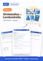 Vorschau - Arbeitsblätter - Winkelsätze – Lernkontrolle (Klasse 7) - Deckblatt
