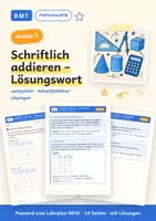 Vorschau - Arbeitsblätter - Schriftlich addieren – Lösungswort Klasse 3 - Deckblatt