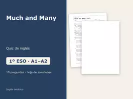 Vista previa - Evaluación - Much and Many – Quiz de inglés 1º ESO - Portada