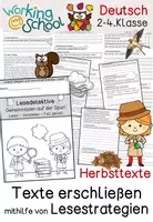 Vorschau - Arbeitsblätter - Lesestrategien Herbst | Lesetraining zum Herbst | Lesedetektive – Texte erschließen & Leseverstehen | sinnentnehmendes Lesen | Klasse 2-4 - Deckblatt