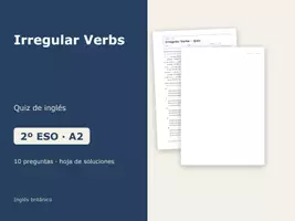 Vista previa - Evaluación - Irregular Verbs – Quiz de inglés 2º ESO - Portada