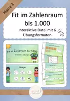 Vorschau - Interaktives Material - Fit im Zahlenraum bis 1.000 - Übungen - interaktive PDF - Deckblatt