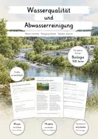 Vorschau - Unterrichtsreihen - Wasserqualität & Abwasserreinigung -Lernwerkstatt Biologie | Große Unterrichtseinheit zu Kläranlage, Gewässerschutz, Eutrophierung & Wasserverschmutzung | Differenzierte Arbeitsblätter mit Lösungen - Deckblatt