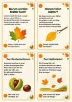 Vorschau - Poster - 20 herbstliche Lese- und Lernkarten mit Fragen zum reflektieren für Kinder zum Thema Herbst; für Klasse 2 bis 4 - Deckblatt