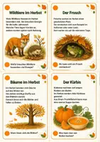 Vorschau - Poster - 20 herbstliche Lese- und Lernkarten mit Fragen zum reflektieren für Kinder zum Thema Herbst; für Klasse 2 bis 4 - Seite 1