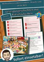 Vorschau - Arbeitsblätter - Weihnachten in anderen Ländern – Bräuche rund um die Welt – Lesespurgeschichte mit Rätselaufgaben (Klasse 2) - Deckblatt