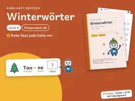 Vorschau - Arbeitsblätter - Winterwörter: Silben · Anlaute · Lesen – Stufe B – Robo-Heft Deutsch, GE, DaZ - Deckblatt