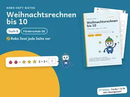 Vorschau - Arbeitsblätter - Weihnachten Mathe: Rechnen bis 10 – Stufe B – Robo-Heft, Förderschule GE, Kl. 1 - Deckblatt