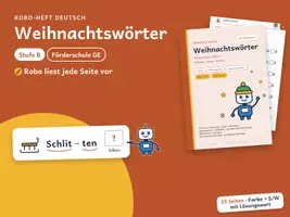 Vorschau - Arbeitsblätter - Weihnachtswörter: Silben, Anlaute – Stufe B – Robo-Heft Deutsch, GE, Kl. 1, DaZ - Deckblatt
