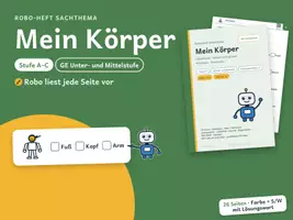 Vorschau - Arbeitsblätter - Mein Körper und Körperpflege – Stufe A–C – Robo-Heft Sachthema, Förderschule GE - Deckblatt