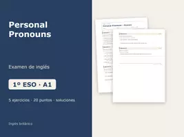 Vista previa - Evaluación - Personal Pronouns – Examen de inglés 1º ESO - Portada