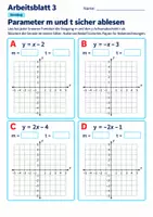 Vorschau - Arbeitsblätter - Parameter m und t sicher ablesen | Mathematik Klasse 8 Gymnasium | 10 Arbeitsblätter mit Lösungen als PDF - Seite 3