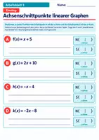 Vorschau - Arbeitsblätter - Achsenschnittpunkte linearer Graphen | Mathematik Klasse 8 Gymnasium | 10 Arbeitsblätter mit Lösungen als PDF - Seite 3