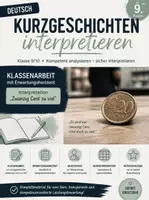 Vorschau - Stundenentwürfe - Kurzgeschichten interpretieren Klasse 9/10: Klassenarbeit mit Erwartungshorizont – Interpretation „Zwanzig Cent zu viel“ inkl. Selbstcheck, Bewertungsraster & Notenschlüssel - Deckblatt