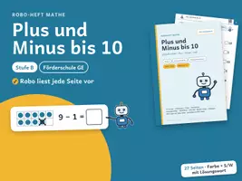 Vorschau - Arbeitsblätter - Plus und Minus bis 10 – Stufe B – Robo-Heft Mathe, Förderschule GE, Kl. 1, DaZ - Deckblatt