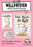 Vorschau - Mal- und Bastelvorlagen - Willkommenskärtchen Waschbärklasse - Deckblatt